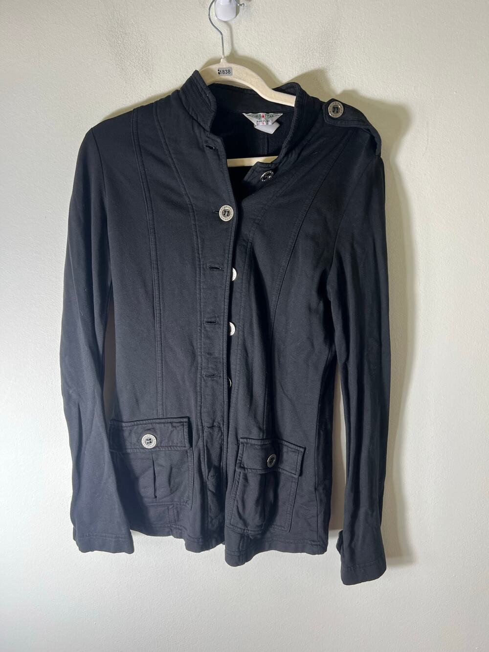 Hard Tail Black Buttoned Jacket/Blazer Sz L